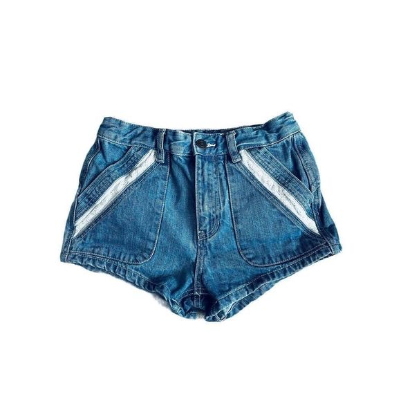 Free People Denim Shorts Lace High Waist - Picture 1 of 4